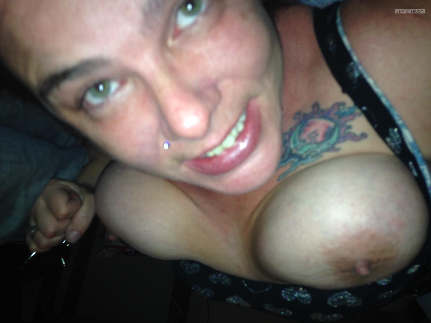 Tit Flash: My Very Big Tits (Selfie) - Topless Joie from United States